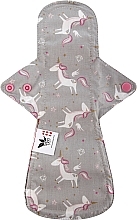 Прокладка для менструации, Ночная, 6 капель, единорожки на сером - Ecotim For Girls — фото N1
