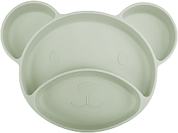Тарелка силиконовая на присоске с тремя отделами "Мишка", зеленая - Canpol Babies — фото N2