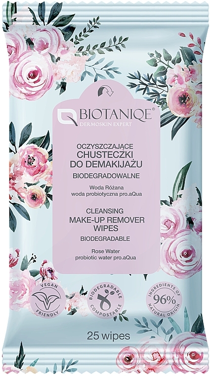 Очищувальні серветки для зняття макіяжу, 25 шт. - Biotaniqe Cleansing Make-up Remover Wipes — фото N1