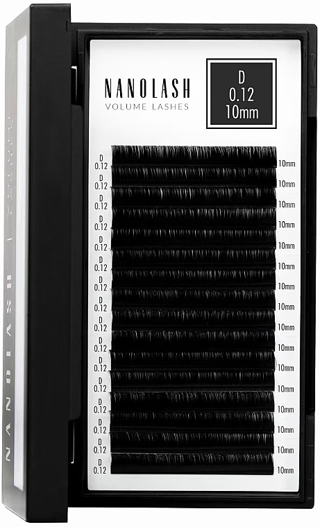 Накладные ресницы D, 0.12 (10 мм) - Nanolash Volume Lashes — фото N1