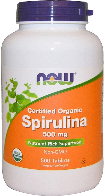 Природная добавка "Спирулина" 500 мг - Now Foods Certified Organic Spirulina Tablets — фото N2
