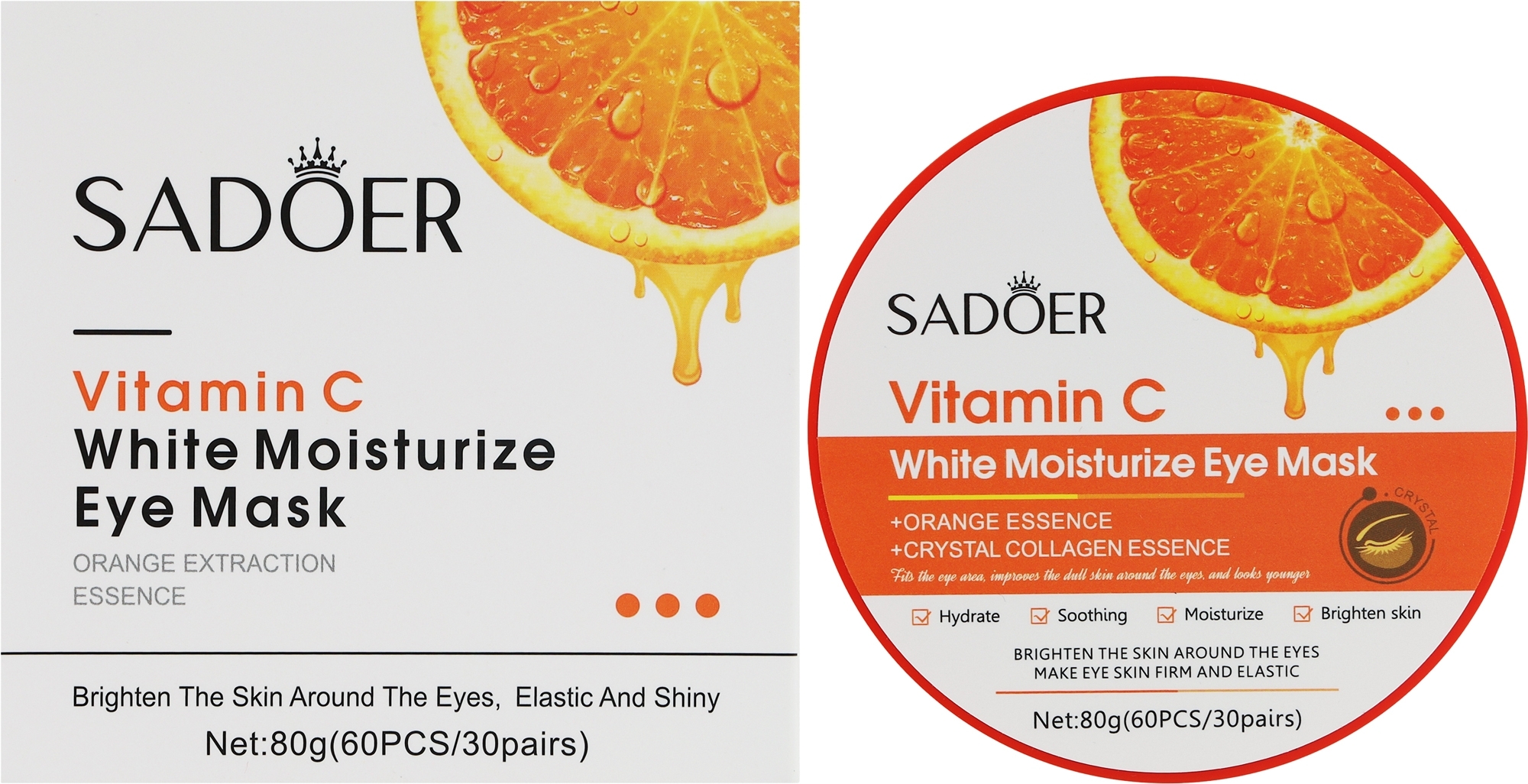 Відбілюючі патчі для очей - Sadoer Vitamin C Whiten Moisturize Eye Mask — фото 60шт