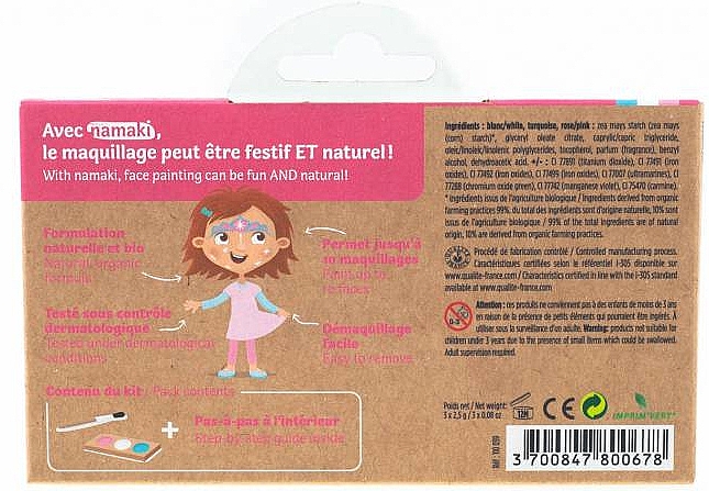 Набор для аквагрима для детей - Namaki Princess & Unicorn 3-Color Face Painting Kit (f/paint/7,5g + brush/1pc + acc/2pcs) — фото N3