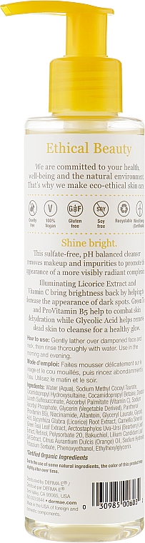 Щоденний освітлюючий засіб для вмивання з вітаміном С - Derma E Vitamin C Daily Brightening Cleanser — фото N2