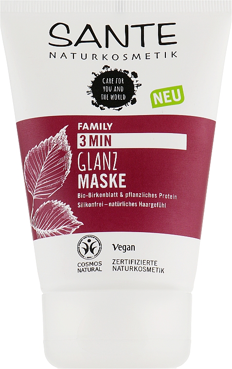 Експрес-маска для блиску волосся "Рослинні протеїни і березове листя" - Sante Family 3 Min Gloss Mask — фото N1