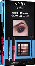 Духи, Парфюмерия, косметика Набор - Nyx Professional Makeup Ultimate Glam Eyes Look (mascara/10ml + eyeliner/1ml + sh/palette/16x1.18g + brush/1pc) 