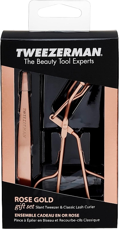 Набор для бровей и ресниц - Tweezerman Rose Gold Tweezer & Lash Curler Set — фото N1