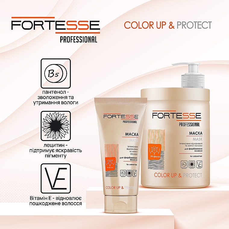 Маска "Стійкість кольору" - Fortesse Professional Color Up & Protect Mask — фото N5