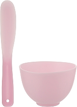 Силіконова миска для косметичних продуктів CS098R, d 10, з лопаткою, рожева - Cosmo Shop — фото N1
