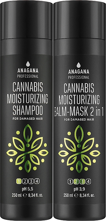 Набір "Зволожувальний з олією канабісу" для пошкодженого волосся - Anagana Professional Duos Cannabis Moisturizing Set (shm/250ml + balm-mask/250ml) — фото N2