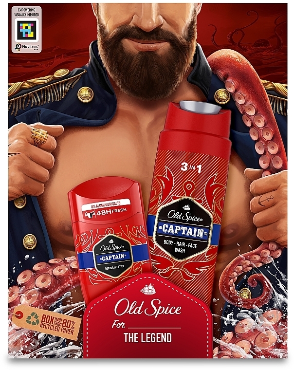 Набор - Old Spice Captain (deo/50g + sh/gel/250ml)  — фото N2