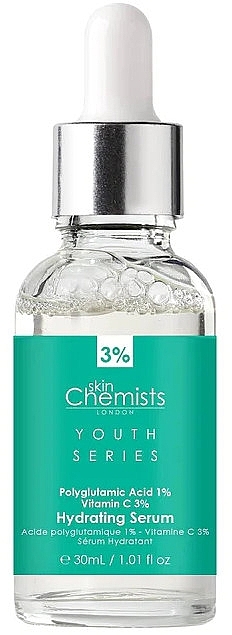 Сироватка для обличчя - Skin Chemists Youth Series Polyglutamic Acid 1%, Vitamin C 3% Hydrating Serum — фото N1