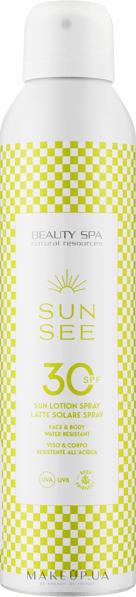 Солнцезащитная водостойкая эмульсия-спрей SPF 30 для лица и тела - Beauty Spa Sun Lotion Spray — фото 200ml