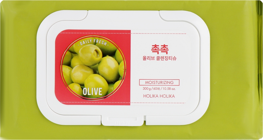 Очищувальні серветки для обличчя - Holika Holika Daily Fresh Olive Cleansing Tissue — фото N1