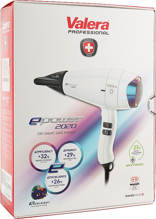 Professional Hair Dryer - Valera Epower 2020 Pure White — фото N4