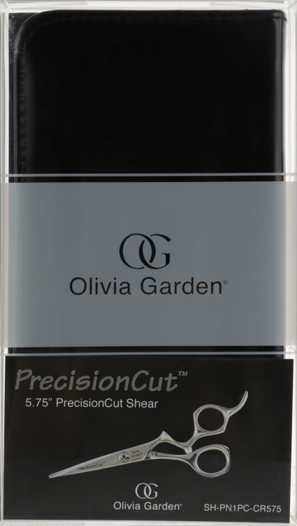 Ножиці для стрижки волосся, чорний лакований чохол - Olivia Garden PrecisionCut 5.75 — фото N1