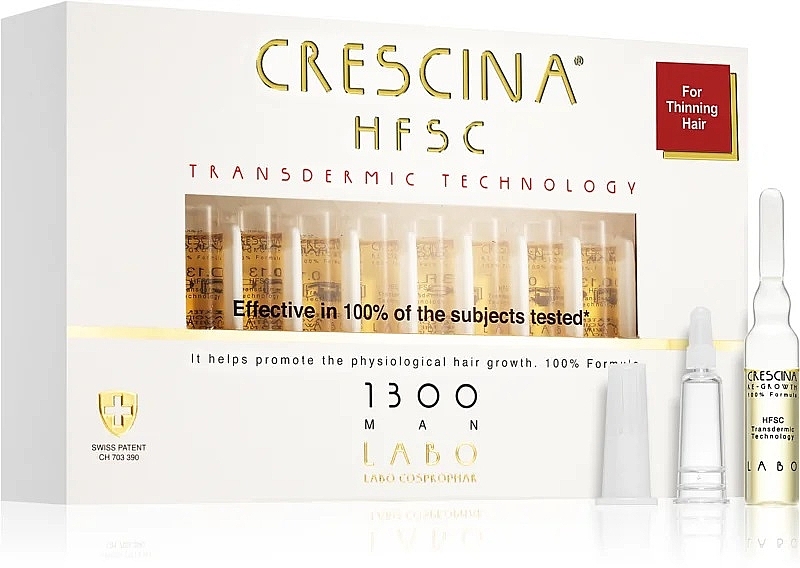 Ампулы для восстановления роста волос у мужчин - Crescina HFSC Transdermic 1300 Man — фото N1