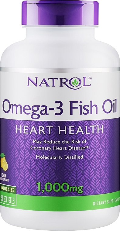 Рыбий жир, 1,000 mg, 150 капсул - Natrol Omega-3 Fish Oil Natural Lemon Flavor — фото N5