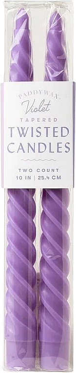 Витая свеча, 25,4 см - Paddywax Tapered Twisted Candles Violet — фото N1