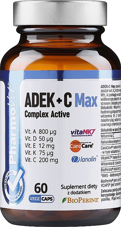 Вітаміни ADEK + C Макс - Pharmovit Clean Label ADEK + C Max — фото N1