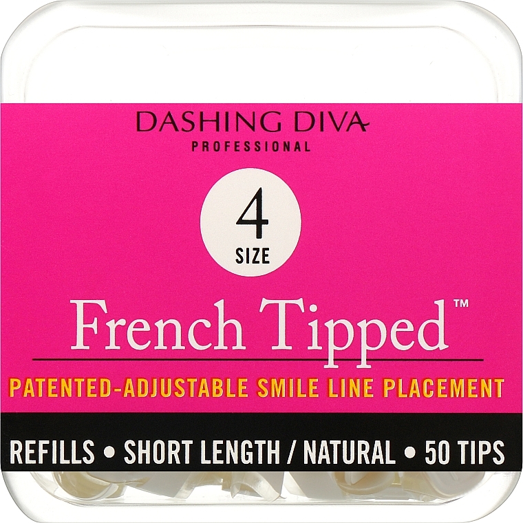 Тіпси короткі натуральні - Dashing Diva French Tipped Short Natural 50 Tips (Size - 4) — фото N1