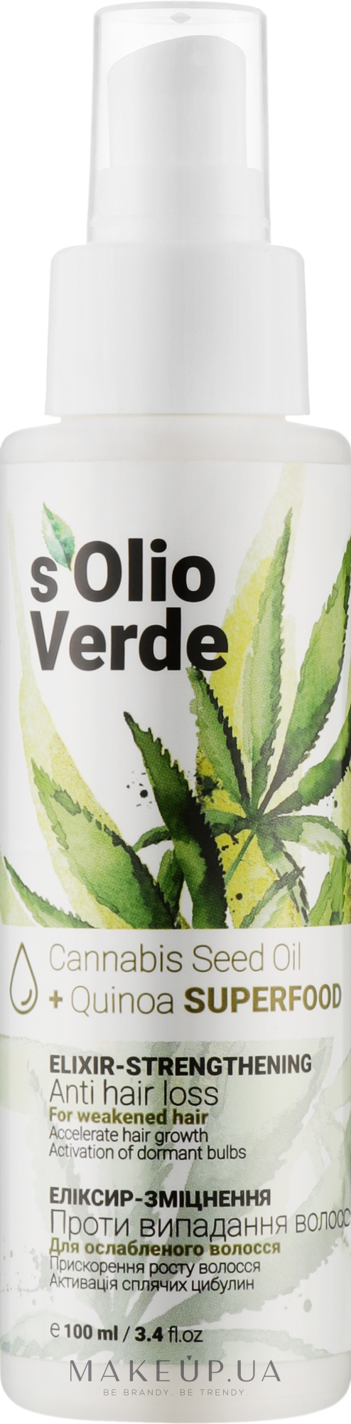 Эликсир-укрепление против выпадения волос - Solio Verde Cannabis Speed Oil Elixir-Strengthening — фото 100ml