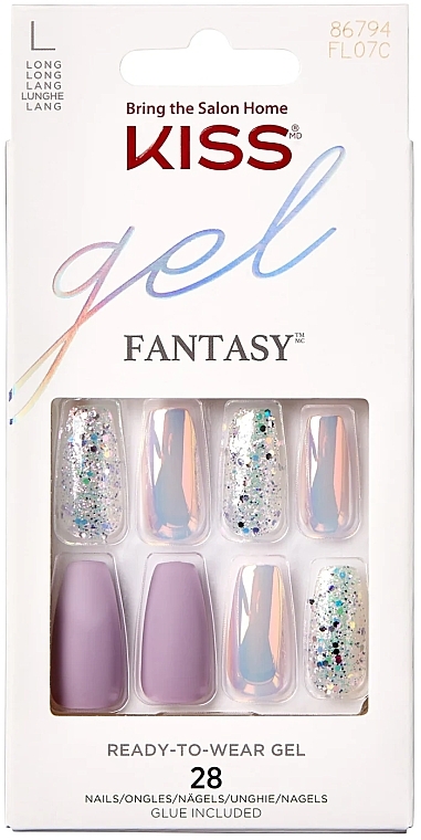 Набор накладных ногтей, размер L - Kiss Gel Fantasy Ready to Wear Gel Rainbow Rings — фото N1