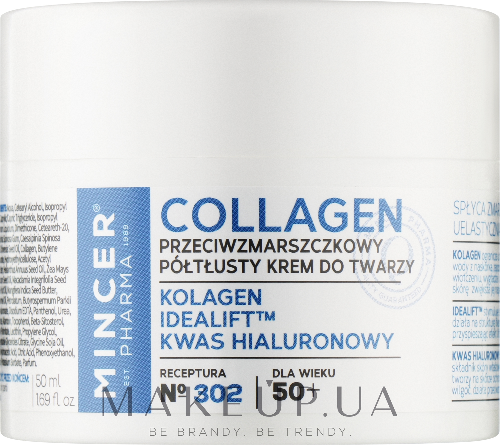 Крем для обличчя проти зморшок 50+ №302 - Mincer Pharma Collagen — фото 50ml