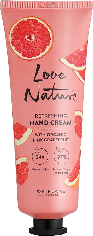 Освежающий крем для рук с органическим розовым грейпфрутом - Oriflame Love Nature Refreshing Hand Cream With Organic Pink Grapefruit — фото N1