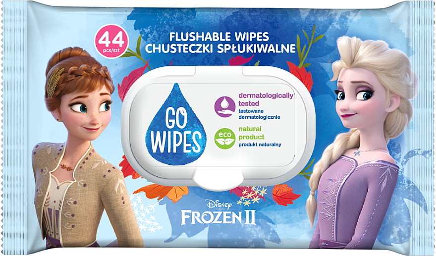 Влажные салфетки 2 в 1 "Frozen", 44 шт - Go Wipes  — фото N1