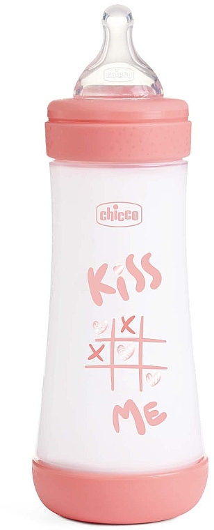 Бутылочка для кормления "Perfect 5 Love", с силиконовой соской, 4+ мес., 300 мл., розовая - Chicco — фото N1