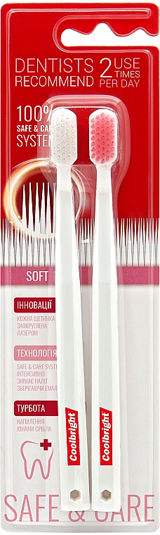 Набор зубных щеток, 2 шт. - Coolbright Save & Care Soft
