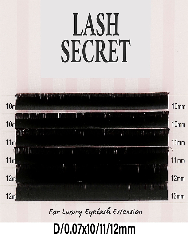 Накладні вії, чорні, мікс, 6 ліній (0.07, D, (10,11,12)) - Lash Secret — фото N1