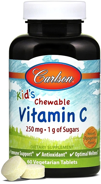 Жувальний вітамін С, з натуральним смаком мандарина - Carlson Labs Kid's Chewable Vitamin C — фото N4