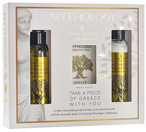 Набор - Primo Bagno Mythology Athena's Olive Youth Set (b/cr/100 ml + b/aroma/100 ml + magnet) — фото N1