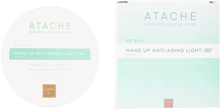 Компактний сонцезахисний антивіковий крем з тоном - Atache Be Sun Make Up Anti-Aging Spf 50+ — фото N1