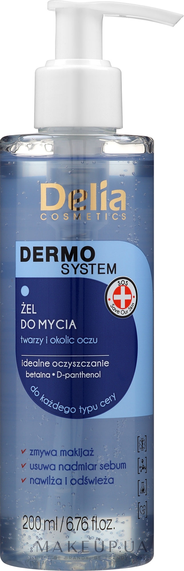 Гель для умывания лица и области вокруг глаз - Delia Dermo System Gel Wash For Face & Eye Area  — фото 200ml