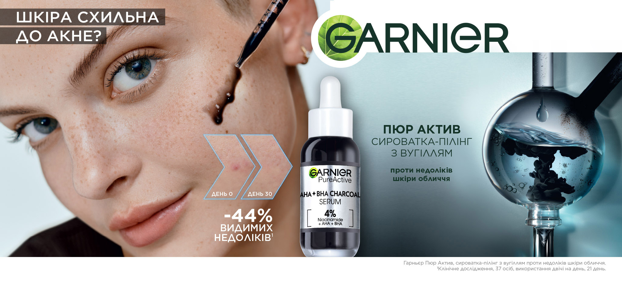Garnier Pure Active AHA+BHA Charcoal Serum