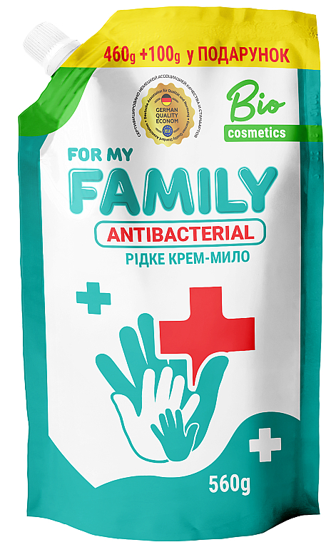 Жидкое крем-мыло "Антибактериальное" - For My Family Antibacterial (дой-пак) — фото N1