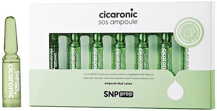 Заспокійливі ампули для обличчя - SNP Prep Cicaronic SOS Ampoule — фото N1