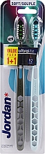 Набір м'яких зубних щіток, хаккі + блакитна - Jordan Ultralite Soft Toothbrush — фото N1