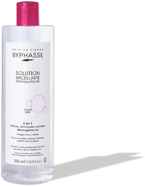 Міцелярна вода для очищення обличчя - Byphasse Micellar Make-Up Remover Solution Sensitive, Dry Skin And Irritated  — фото N2