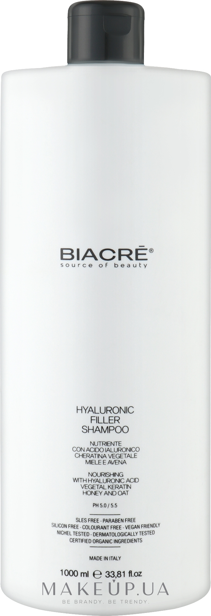 Зміцнювальний гіалуроновий філер-шампунь - Biacre Hyaluronic Filler Shampoo — фото 1000ml