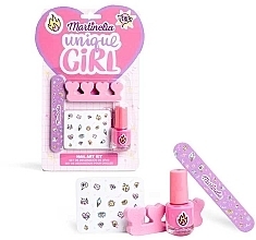 Набор для ногтей - Martinelia Unique Girl Nail Art Kit (n/polish/4 ml + toe/separ/1 pcs + n/file/1 pcs + n/stickers) — фото N2