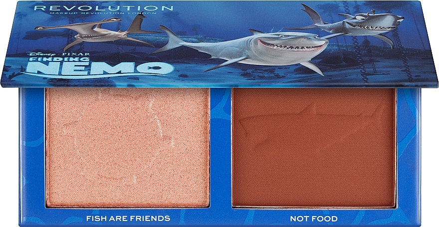 Палетка для контуринга лица - Makeup Revolution Disney & Pixar’s Finding Nemo Fish Are Friends Bronzer And Highlighter Palette — фото N1