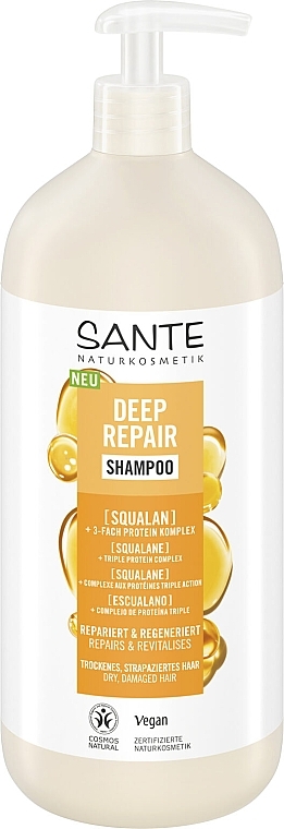 БИО-Шампунь для восстановления сухих поврежденных волос со Скваланом - Sante Deep Repair Shampoo — фото N3