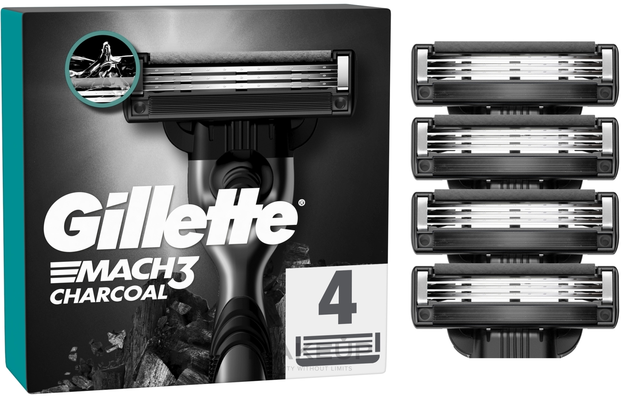 Змінні касети для гоління, 4 шт. - Gillette Mach3 Charcoal — фото 4шт