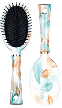 Овальна масажна щітка для волосся «Листя», 10 рядів - Titania — фото N1