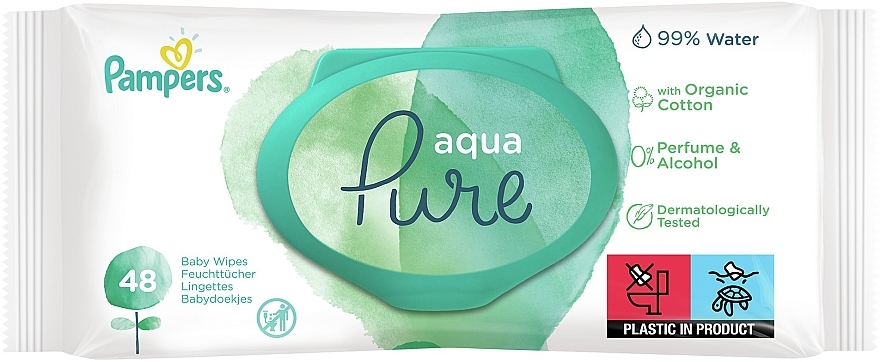 Дитячі вологі серветки, 48 шт. - Pampers Aqua Pure Wipes