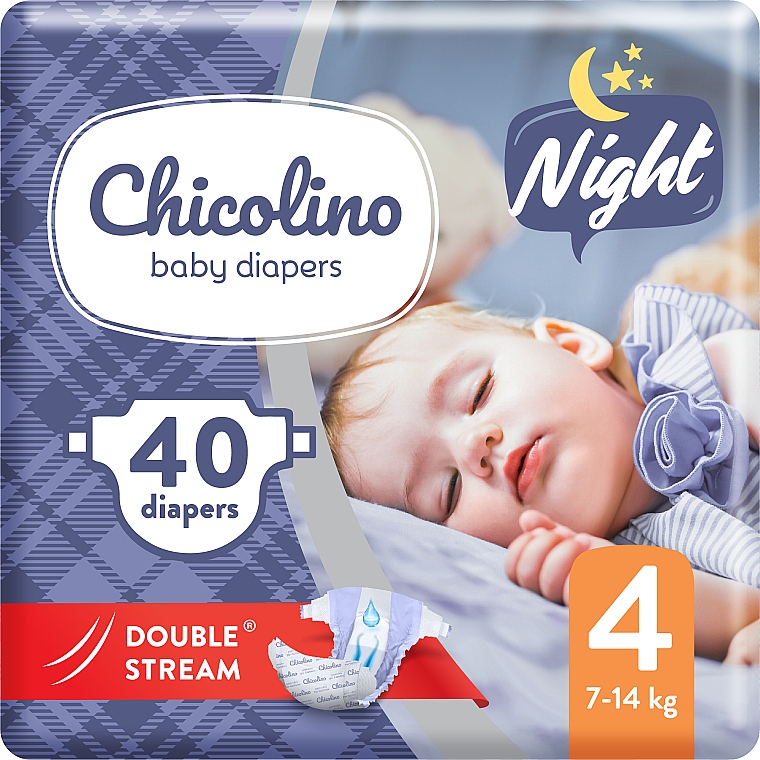 Підгузки дитячі Night 4 (7-14кг), 40 шт. - Chicolino